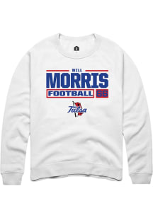 Will Morris  Rally Tulsa Golden Hurricane Mens White Football NIL Stacked Box Long Sleeve Crew Swe..