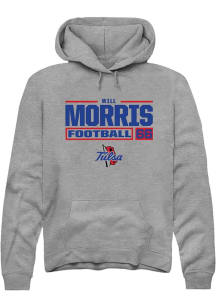 Will Morris  Rally Tulsa Golden Hurricane Mens Graphite Football NIL Stacked Box Long Sleeve Hoodi..