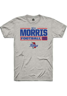 Will Morris  Tulsa Golden Hurricane Ash Rally Football NIL Stacked Box Short Sleeve T Shirt