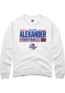 William Alexander  Rally Tulsa Golden Hurricane Mens White Football NIL Stacked Box Long Sleeve Cr..