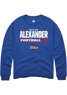 William Alexander  Rally Tulsa Golden Hurricane Mens Blue Football NIL Stacked Box Long Sleeve Cre..