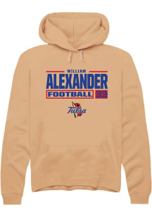 William Alexander  Rally Tulsa Golden Hurricane Mens Gold Football NIL Stacked Box Long Sleeve Hoo..