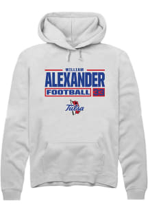 William Alexander  Rally Tulsa Golden Hurricane Mens White Football NIL Stacked Box Long Sleeve Ho..