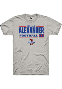 William Alexander  Tulsa Golden Hurricane Ash Rally Football NIL Stacked Box Short Sleeve T Shirt