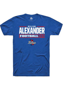 William Alexander  Tulsa Golden Hurricane Blue Rally Football NIL Stacked Box Short Sleeve T Shirt
