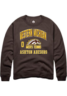 Ashton Adesoro  Rally Western Michigan Broncos Mens Brown NIL Arch Logo Long Sleeve Crew Sweatshir..