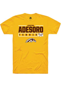 Ashton Adesoro  Western Michigan Broncos Gold Rally NIL Stacked Box Short Sleeve T Shirt