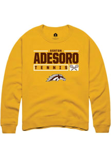 Ashton Adesoro  Rally Western Michigan Broncos Mens Gold NIL Stacked Box Long Sleeve Crew Sweatshi..