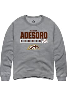 Ashton Adesoro  Rally Western Michigan Broncos Mens Grey NIL Stacked Box Long Sleeve Crew Sweatshi..