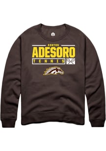 Ashton Adesoro  Rally Western Michigan Broncos Mens Brown NIL Stacked Box Long Sleeve Crew Sweatsh..