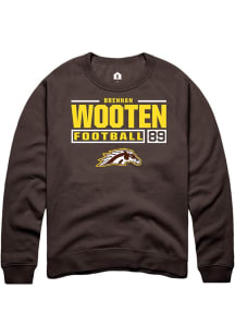 Brennan Wooten  Rally Western Michigan Broncos Mens Brown Football NIL Stacked Box Long Sleeve Cre..