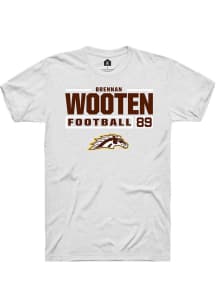 Brennan Wooten  Western Michigan Broncos White Rally Football NIL Stacked Box Short Sleeve T Shirt