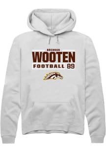 Brennan Wooten  Rally Western Michigan Broncos Mens White Football NIL Stacked Box Long Sleeve Hoo..