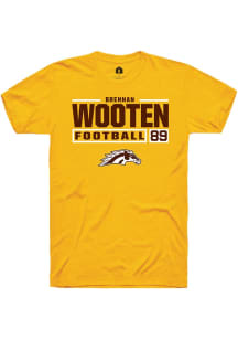 Brennan Wooten  Western Michigan Broncos Gold Rally Football NIL Stacked Box Short Sleeve T Shirt