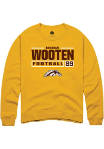 Brennan Wooten  Rally Western Michigan Broncos Mens Gold Football NIL Stacked Box Long Sleeve Crew..