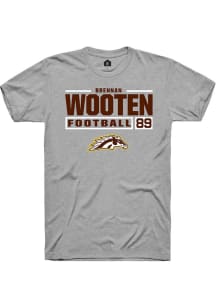 Brennan Wooten  Western Michigan Broncos Grey Rally Football NIL Stacked Box Short Sleeve T Shirt