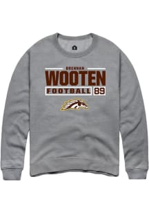 Brennan Wooten  Rally Western Michigan Broncos Mens Grey Football NIL Stacked Box Long Sleeve Crew..