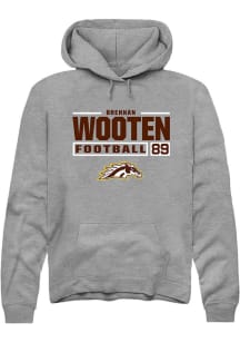 Brennan Wooten  Rally Western Michigan Broncos Mens Grey Football NIL Stacked Box Long Sleeve Hood..