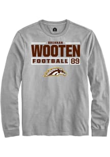 Brennan Wooten  Western Michigan Broncos Grey Rally Football NIL Stacked Box Long Sleeve T Shirt