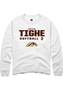 caitlin tighe  Rally Western Michigan Broncos Mens White NIL Stacked Box Long Sleeve Crew Sweatshi..
