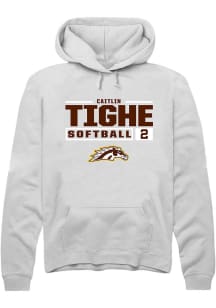 caitlin tighe  Rally Western Michigan Broncos Mens White NIL Stacked Box Long Sleeve Hoodie