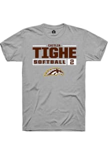 caitlin tighe  Western Michigan Broncos Grey Rally NIL Stacked Box Short Sleeve T Shirt