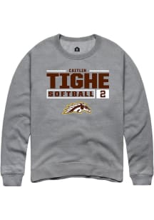 caitlin tighe  Rally Western Michigan Broncos Mens Grey NIL Stacked Box Long Sleeve Crew Sweatshir..