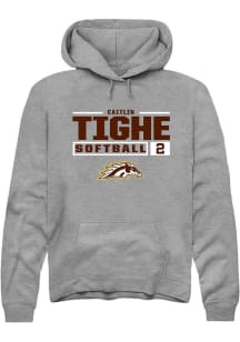 caitlin tighe  Rally Western Michigan Broncos Mens Grey NIL Stacked Box Long Sleeve Hoodie