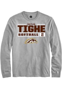 caitlin tighe  Western Michigan Broncos Grey Rally NIL Stacked Box Long Sleeve T Shirt