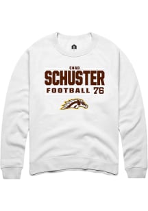 Chad Schuster  Rally Western Michigan Broncos Mens White Football NIL Stacked Box Long Sleeve Crew..