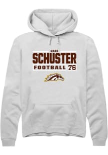 Chad Schuster  Rally Western Michigan Broncos Mens White Football NIL Stacked Box Long Sleeve Hood..