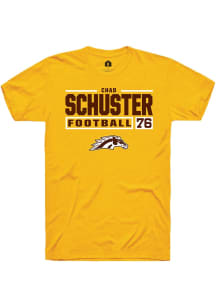 Chad Schuster  Western Michigan Broncos Gold Rally Football NIL Stacked Box Short Sleeve T Shirt