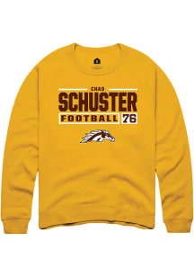Chad Schuster  Rally Western Michigan Broncos Mens Gold Football NIL Stacked Box Long Sleeve Crew..