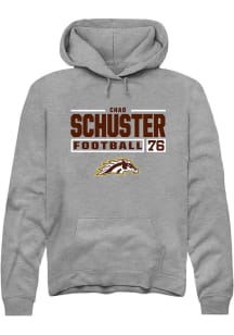 Chad Schuster  Rally Western Michigan Broncos Mens Grey Football NIL Stacked Box Long Sleeve Hoodi..