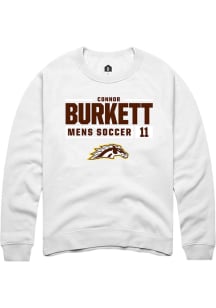 Connor Burkett  Rally Western Michigan Broncos Mens White NIL Stacked Box Long Sleeve Crew Sweatsh..