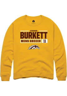 Connor Burkett  Rally Western Michigan Broncos Mens Gold NIL Stacked Box Long Sleeve Crew Sweatshi..