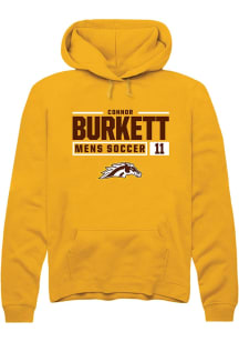 Connor Burkett  Rally Western Michigan Broncos Mens Gold NIL Stacked Box Long Sleeve Hoodie