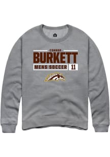 Connor Burkett  Rally Western Michigan Broncos Mens Grey NIL Stacked Box Long Sleeve Crew Sweatshi..