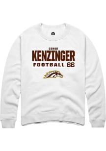 Conor Kenzinger  Rally Western Michigan Broncos Mens White Football NIL Stacked Box Long Sleeve Cr..