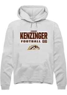 Conor Kenzinger  Rally Western Michigan Broncos Mens White Football NIL Stacked Box Long Sleeve Ho..