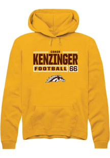Conor Kenzinger  Rally Western Michigan Broncos Mens Gold Football NIL Stacked Box Long Sleeve Hoo..