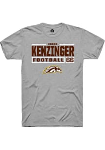 Conor Kenzinger  Western Michigan Broncos Grey Rally Football NIL Stacked Box Short Sleeve T Shirt