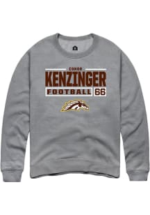 Conor Kenzinger  Rally Western Michigan Broncos Mens Grey Football NIL Stacked Box Long Sleeve Cre..