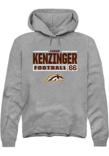 Conor Kenzinger  Rally Western Michigan Broncos Mens Grey Football NIL Stacked Box Long Sleeve Hoo..