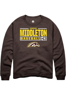 Cooper Middleton  Rally Western Michigan Broncos Mens Brown NIL Stacked Box Long Sleeve Crew Sweat..