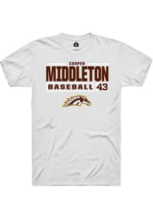 Cooper Middleton  Western Michigan Broncos White Rally NIL Stacked Box Short Sleeve T Shirt