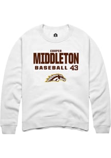 Cooper Middleton  Rally Western Michigan Broncos Mens White NIL Stacked Box Long Sleeve Crew Sweat..