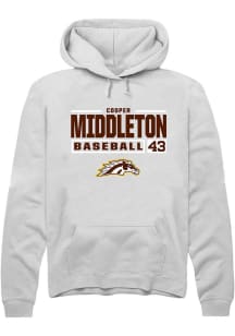 Cooper Middleton  Rally Western Michigan Broncos Mens White NIL Stacked Box Long Sleeve Hoodie