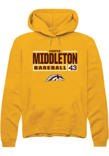 Cooper Middleton  Rally Western Michigan Broncos Mens Gold NIL Stacked Box Long Sleeve Hoodie