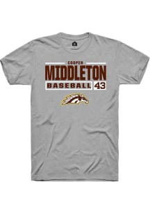 Cooper Middleton  Western Michigan Broncos Grey Rally NIL Stacked Box Short Sleeve T Shirt